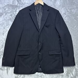 LRL Ralph Lauren Blazer Jacket Mens sz 38R Black Wool Blend Two Button Academia